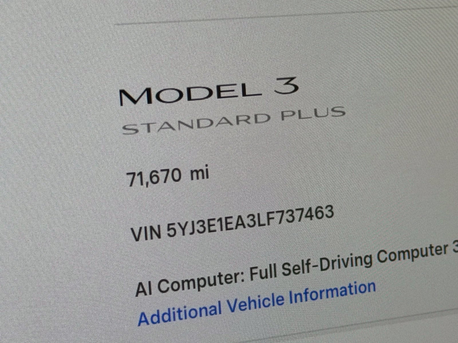 2020 Tesla Model 3 Standard Range Plus