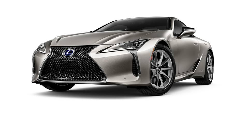 Exterior of the Lexus LC Hybrid shown in Atomic Silver on a desert background | Sheehy Lexus of Annapolis in Annapolis MD