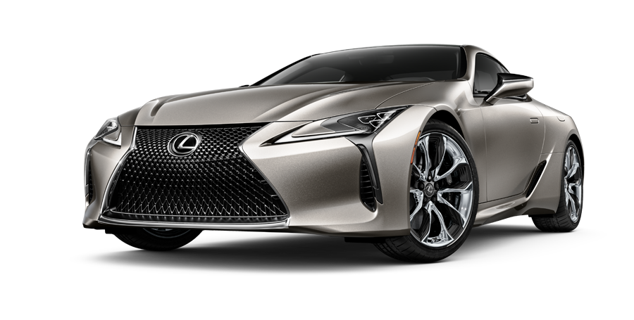 Exterior of the Lexus LC Hybrid shown in Atomic Silver on a coastal highway background | Sheehy Lexus of Annapolis in Annapolis MD